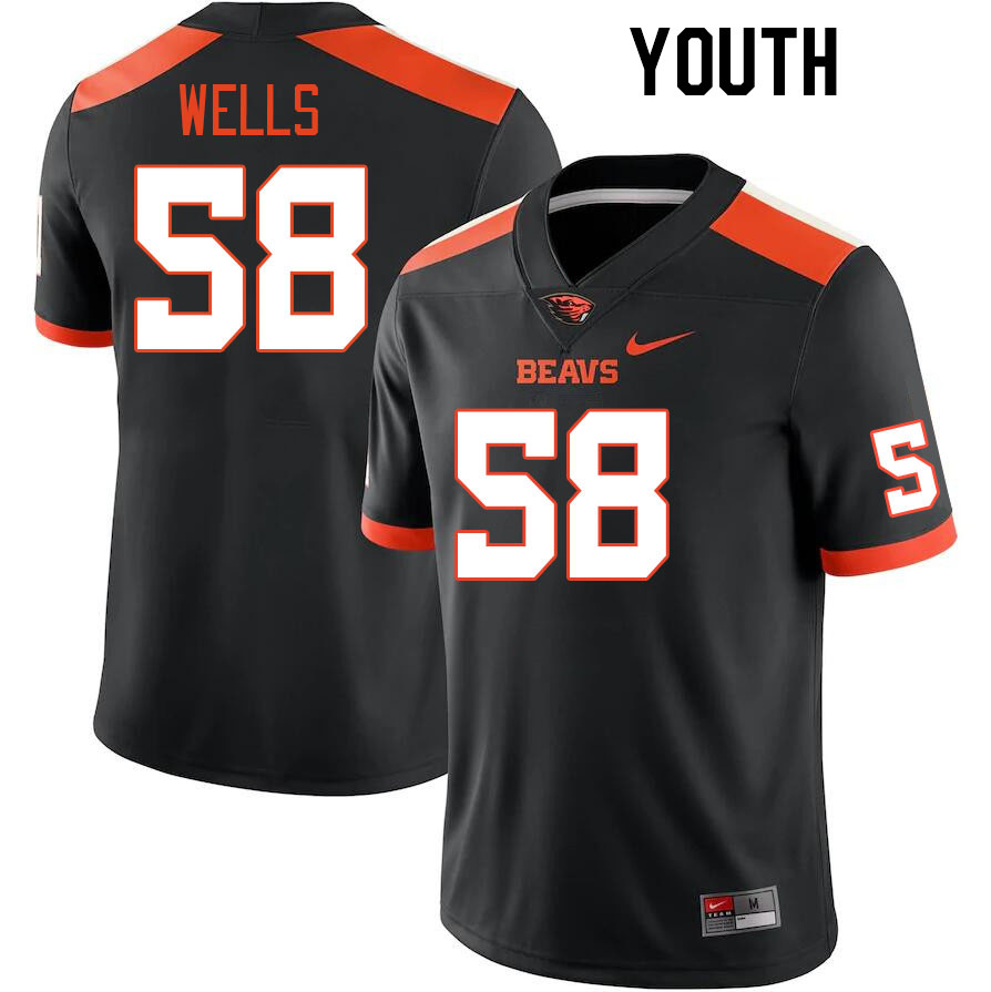 Youth #58 Van Wells Oregon State Beavers College Football Jerseys Stitched-Black